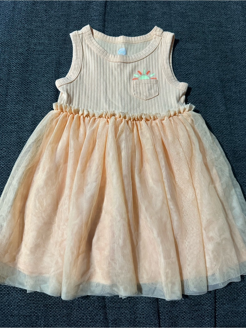 wonder nation Peach Tank Tulle Dress with Sun Pocket